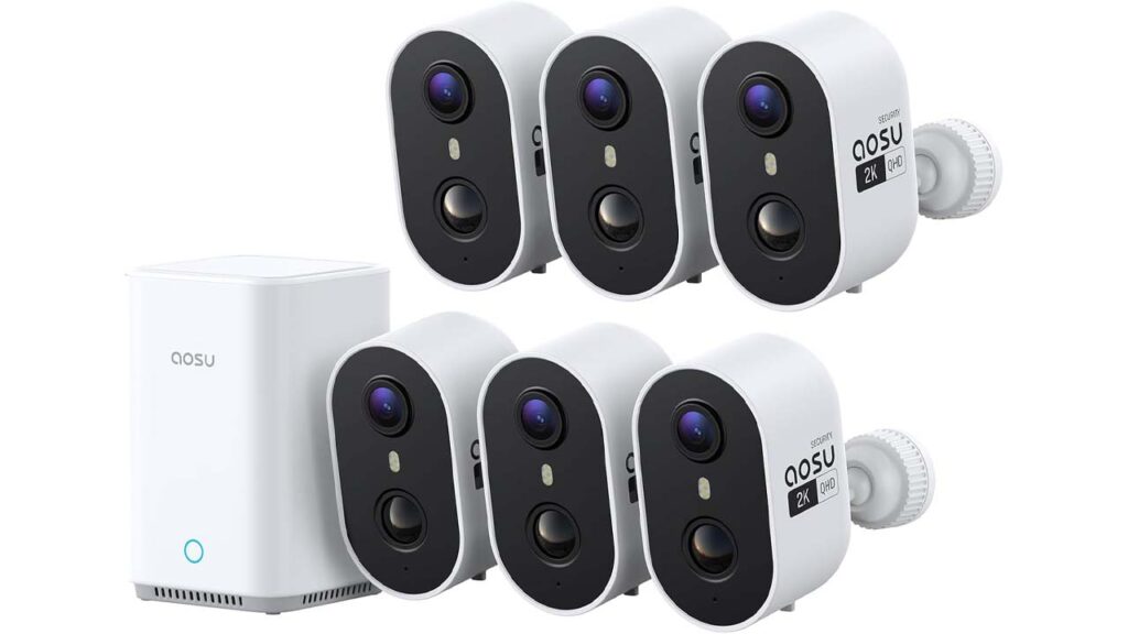AOSU WirelessCam Lite 6-Cam 2K Wireless Outdoor Security System
